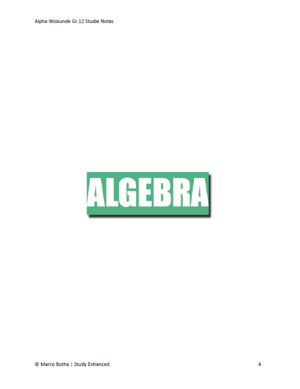 Alpha Mathematics Gr.12 Study Notes (Afrikaans, Digital) - Image 4