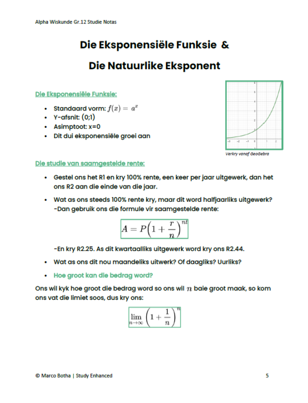 Alpha Mathematics Gr.12 Study Notes (Afrikaans, Digital) - Image 5